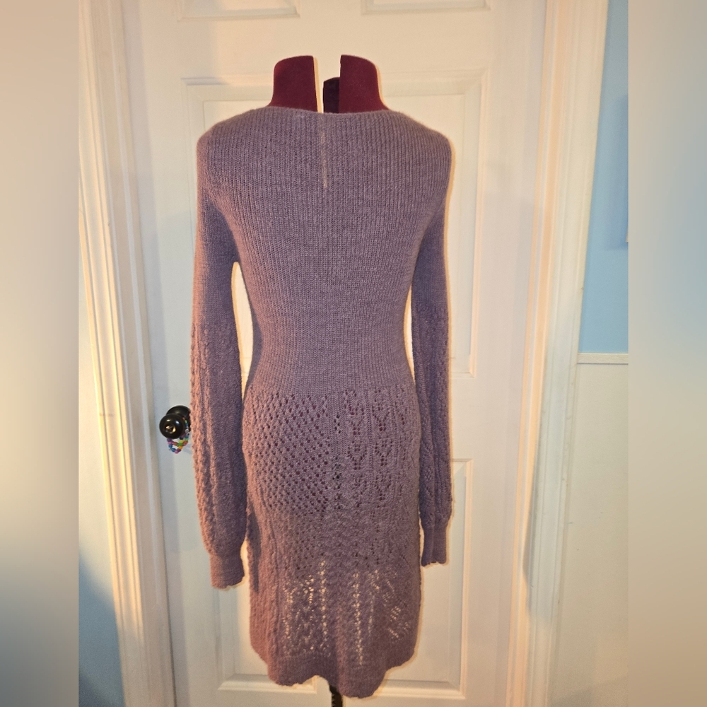 Knitted & Knotted By Anthropologie Alpaca Small Purple Long Sleeve Sweater Dress - Picture 3 of 10